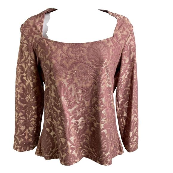 Hanky Panky Women's Dusty Rose Stretchy‎ Romantic Floral Brocade Jacket Size M - Picture 15 of 16